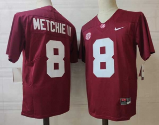 Men's NCAA College Alabama Crimson Tide #8 John Metchie III Football Nike Jerseys Crimson