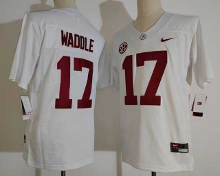 Men's NCAA College Alabama Crimson Tide #17 Jaylen Waddle Football Nike Jersey White