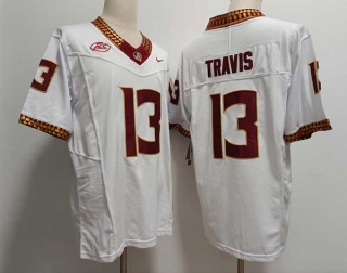 Men's NCAA College Florida State Seminoles #13 Jordan Travis Football Nike Jersey White