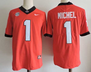 Men's NCAA College Georgia Bulldogs #1 Sony Michel Football Nike Stitched Jersey Orange