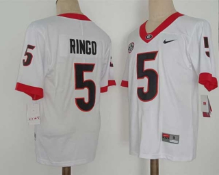 Men's NCAA College Georgia Bulldogs #5 Kelee Ringo Football Nike Stitched Jersey White (1)