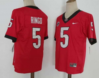 Men's NCAA College Georgia Bulldogs #5 Kelee Ringo Football Nike Stitched Jersey Red (1)