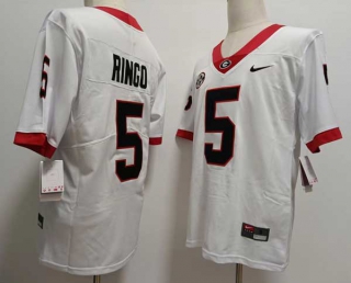 Men's NCAA College Georgia Bulldogs #5 Kelee Ringo Football Nike Stitched Jersey White (2)