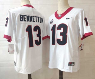 Men's NCAA College Georgia Bulldogs #13 Stetson Bennett IV Football Nike Stitched Jersey White (3)