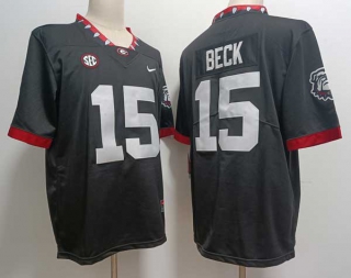 Men's NCAA College Georgia Bulldogs #15 Carson Beck Football Nike Stitched Jersey Black (2)