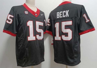 Men's NCAA College Georgia Bulldogs #15 Carson Beck Football Nike Stitched Jersey Black (1)