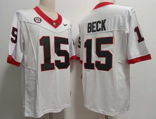 Men's NCAA College Georgia Bulldogs #15 Carson Beck Football Nike Stitched Jersey White