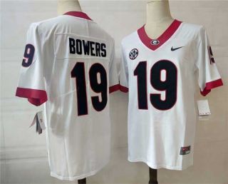 Men's NCAA College Georgia Bulldogs #19 Brock Bowers Football Nike Stitched Jersey White (3)