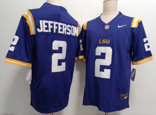 Men's NCAA College LSU Tigers #2 Justin Jefferson Football Nike Jersey Purple