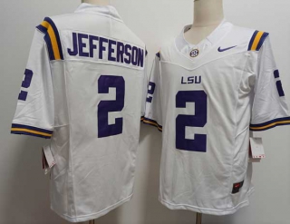 Men's NCAA College LSU Tigers #2 Justin Jefferson Football Nike Jersey White