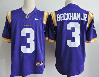 Men's NCAA College LSU Tigers #3 Odell Beckham JR Football Nike Jersey Purple