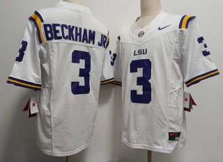 Men's NCAA College LSU Tigers #3 Odell Beckham JR Football Nike Jersey White