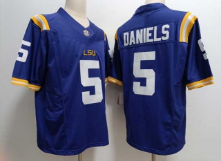 Men's NCAA College LSU Tigers #5 Jayden Daniels Football Nike Jersey Purple