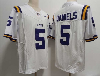 Men's NCAA College LSU Tigers #5 Jayden Daniels Football Nike Jersey White