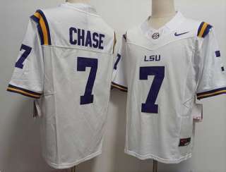 Men's NCAA College LSU Tigers #7 Ja'Marr Chase Football Nike Jersey White