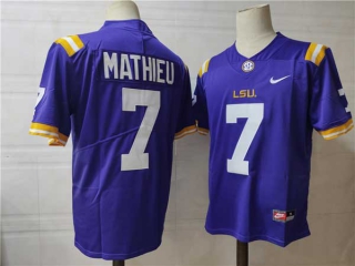 Men's NCAA College LSU Tigers #7 Tyrann Mathieu Football Nike Jersey Purple