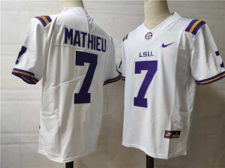 Men's NCAA College LSU Tigers #7 Tyrann Mathieu Football Nike Jersey White