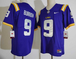 Men's NCAA College LSU Tigers #9 Joe Burrow Football Nike Jersey Purple (2)