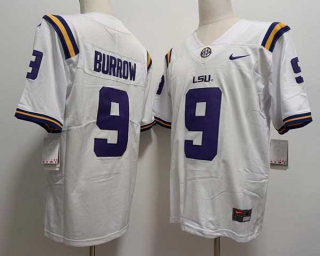 Men's NCAA College LSU Tigers #9 Joe Burrow Football Nike Jersey White (2)