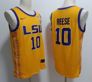 Men's NCAA College LSU Tigers #10 Angel Reese Basketball Nike Jersey Gold