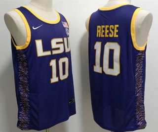 Men's NCAA College LSU Tigers #10 Angel Reese Basketball Nike Jersey Purple