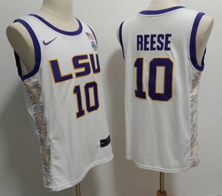 Men's NCAA College LSU Tigers #10 Angel Reese Basketball Nike Jersey White