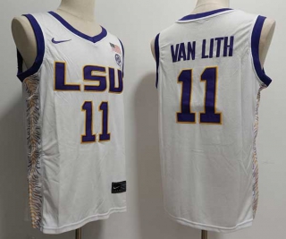 Men's NCAA College LSU Tigers #11 Hailey Van Lith Basketball Nike Jersey White