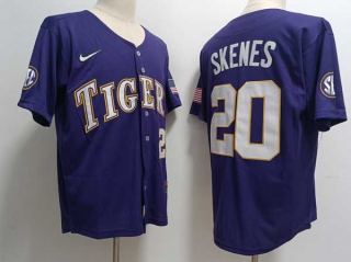 Men's NCAA College LSU Tigers #20 Paul Skenes Baseball Nike Jersey Purple