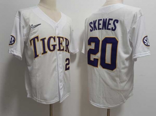 Men's NCAA College LSU Tigers #20 Paul Skenes Baseball Nike Jersey White