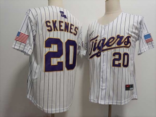 Men's NCAA College LSU Tigers #20 Paul Skenes Baseball Nike Jerseys White