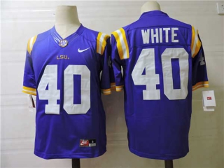 Men's NCAA College LSU Tigers #40 Devin White Football Nike Jersey Purple