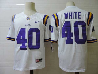 Men's NCAA College LSU Tigers #40 Devin White Football Nike Jersey White