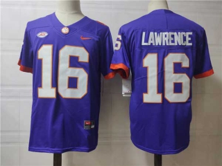 Men's NCAA College Clemson Tigers #16 Trevor Lawrence Football Nike Stitched Jersey Purple