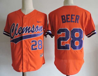 Men's NCAA College Clemson Tigers #28 Seth Beer Baseball Nike Stitched Jersey Orange