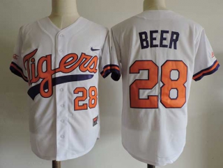 Men's NCAA College Clemson Tigers #28 Seth Beer Baseball Nike Stitched Jersey White