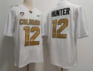 Men's NCAA College Colorado Buffaloes #12 Travis Hunter Football Nike Stitched Jersey White Gold