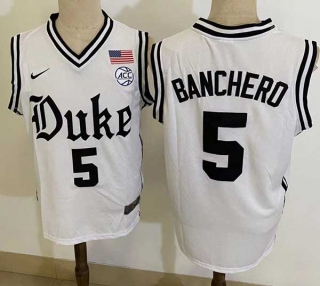 Men's NCAA College Duke Blue Devils #5 Paolo Banchero Basketball Nike Stitched Jersey White