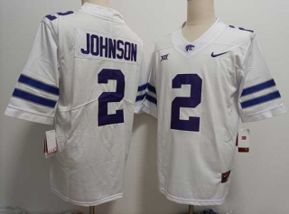 Men's NCAA College Kansas State Wildcats #2 Avery Johnson Football Nike Stitched Jersey White