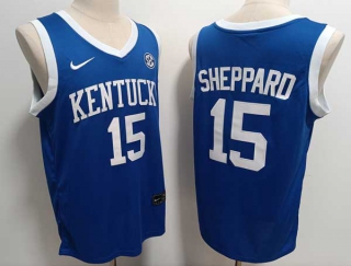 Men's NCAA College Kentucky Wildcats #15 Reed Sheppard Basketball Nike Stitched Jersey Blue