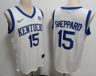 Men's NCAA College Kentucky Wildcats #15 Reed Sheppard Basketball Nike Stitched Jersey White