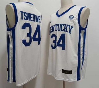 Men's NCAA College Kentucky Wildcats #34 Oscar Tshiebwe Basketball Nike Stitched Jersey White