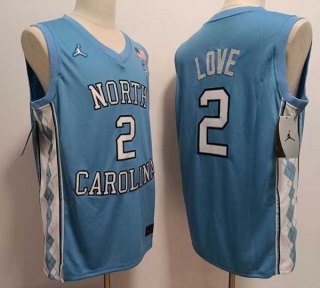 Men's NCAA College North Carolina Tar Heels #2 Caleb Love Basketball Jordan Brand Stitched Jersey Carolina Blue