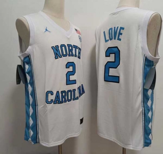 Men's NCAA College North Carolina Tar Heels #2 Caleb Love Basketball Jordan Brand Stitched Jersey White