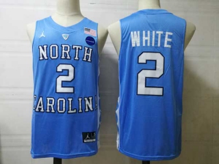 Men's NCAA College North Carolina Tar Heels #2 Coby White Basketball Jordan Brand Stitched Jersey Carolina Blue