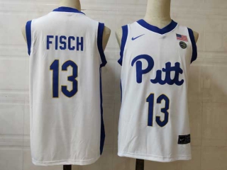 Men's NCAA College Pitt Panthers #13 Aidan Fisch Basketball Nike Jersey White