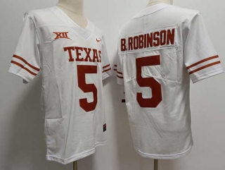 Men's NCAA College Texas Longhorns #5 Bijan Robinson Football Nike Stitched Jersey White