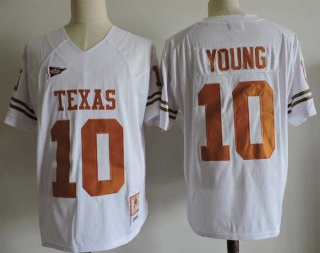 Men's NCAA College Texas Longhorns #10 Vince Young Football Gridiron Greats 2006 Vintage Stitched Jersey White