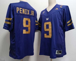 Men's NCAA College Washington Huskies #9 Michael Penix Jr. Football Adidas Stitched Jersey Royal Gold