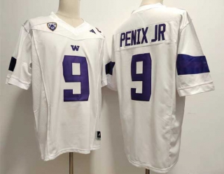 Men's NCAA College Washington Huskies #9 Michael Penix Jr. Football Adidas Stitched Jersey White