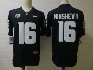 Men's NCAA College Washington State Cougars #16 Gardner Minshew II Football Nike Jersey Black